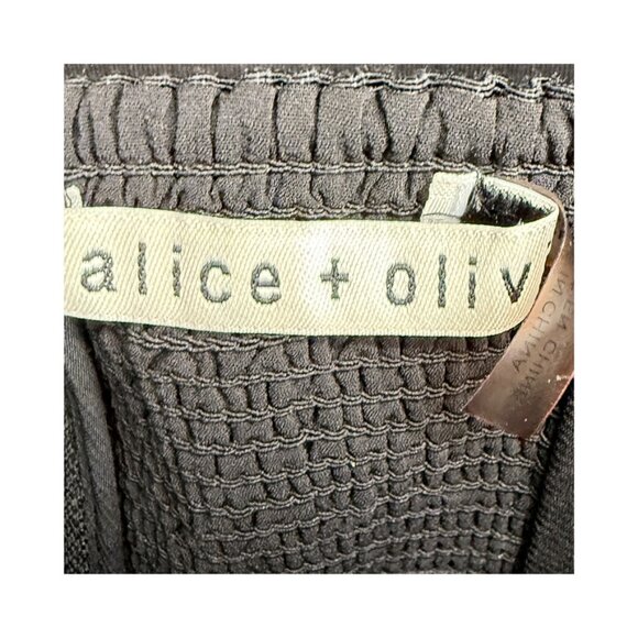 Alice + Olivia Corset Square Neckline 3/4" Sheer Sleeve Crop Top 2 black - Picture 4 of 8